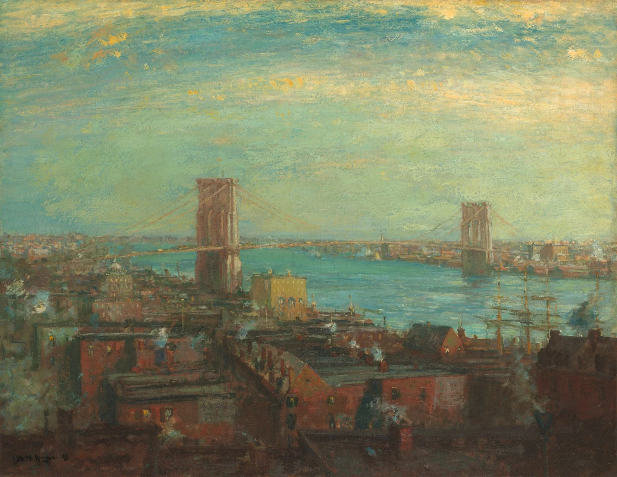 Brooklyn Bridge, by Henry Ward Ranger, oil, 1899