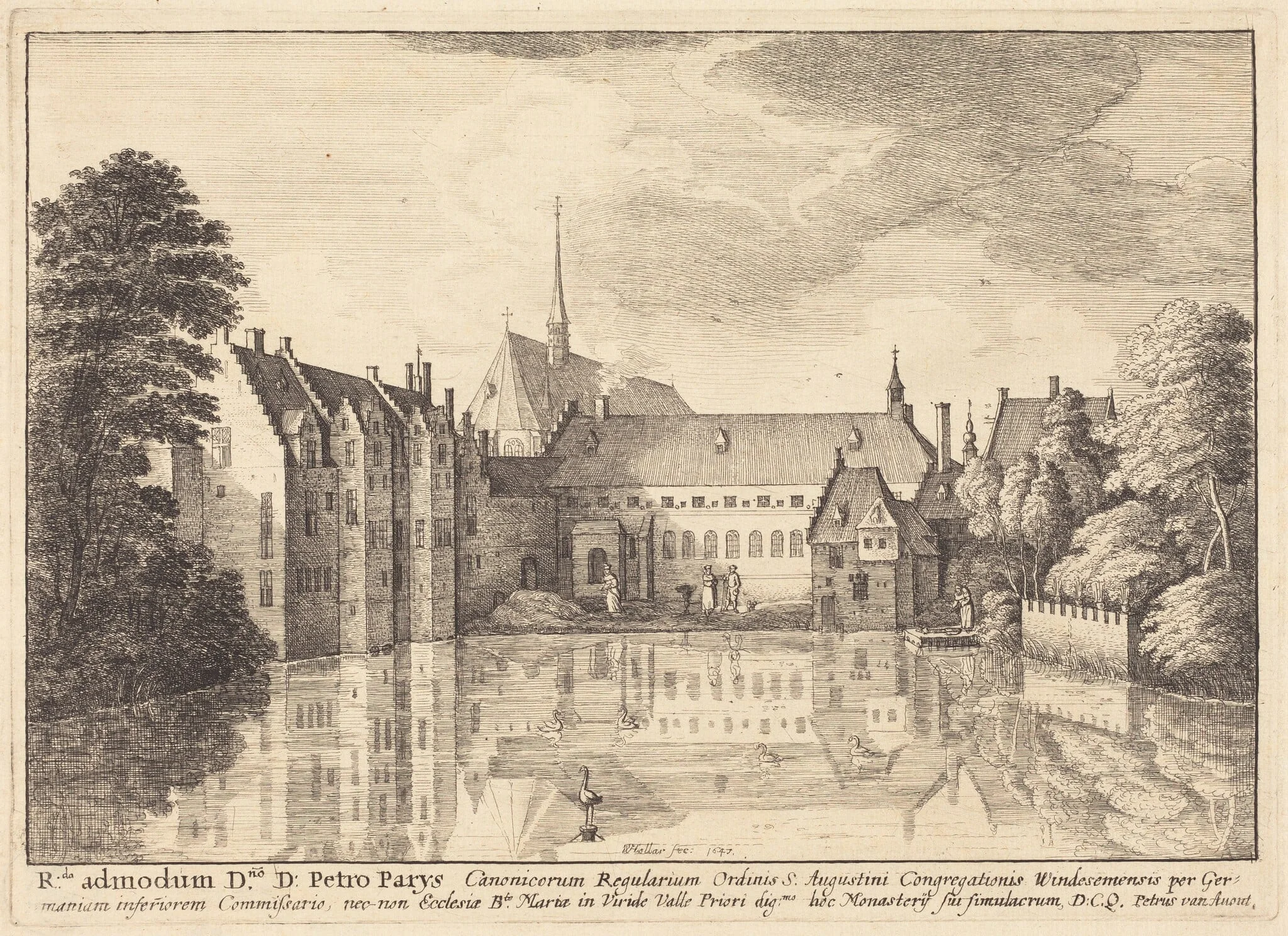 Groenendael Abbey, by Wenceslaus Hollar, ink, 1647