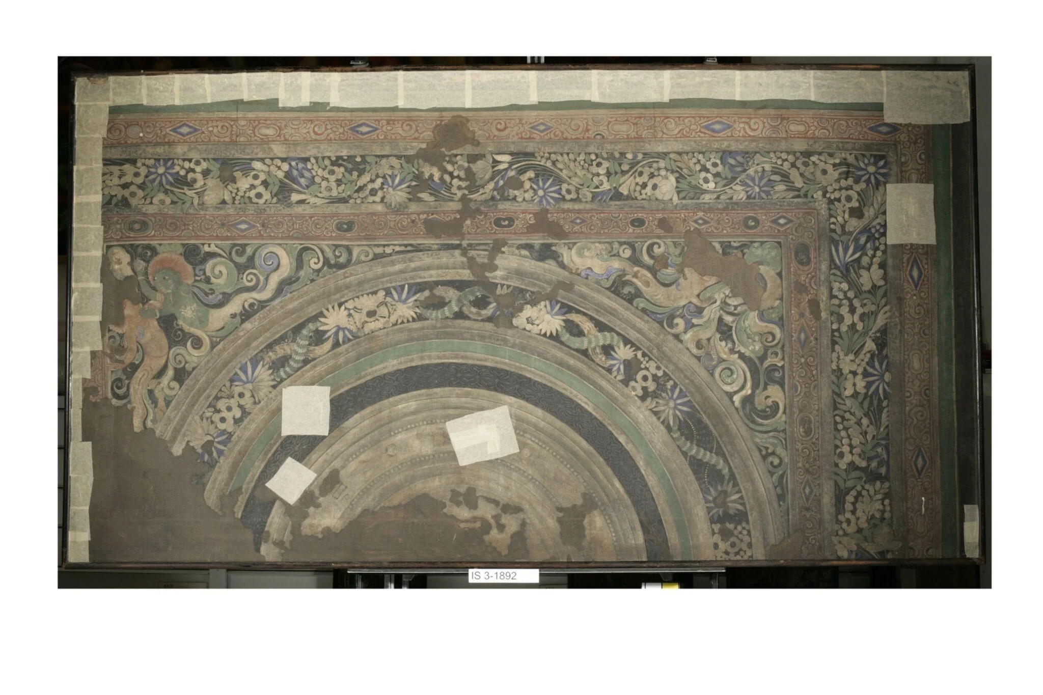 Copy of painting inside the caves of Ajanta (cave 21), by John Griffiths, oil, 1878