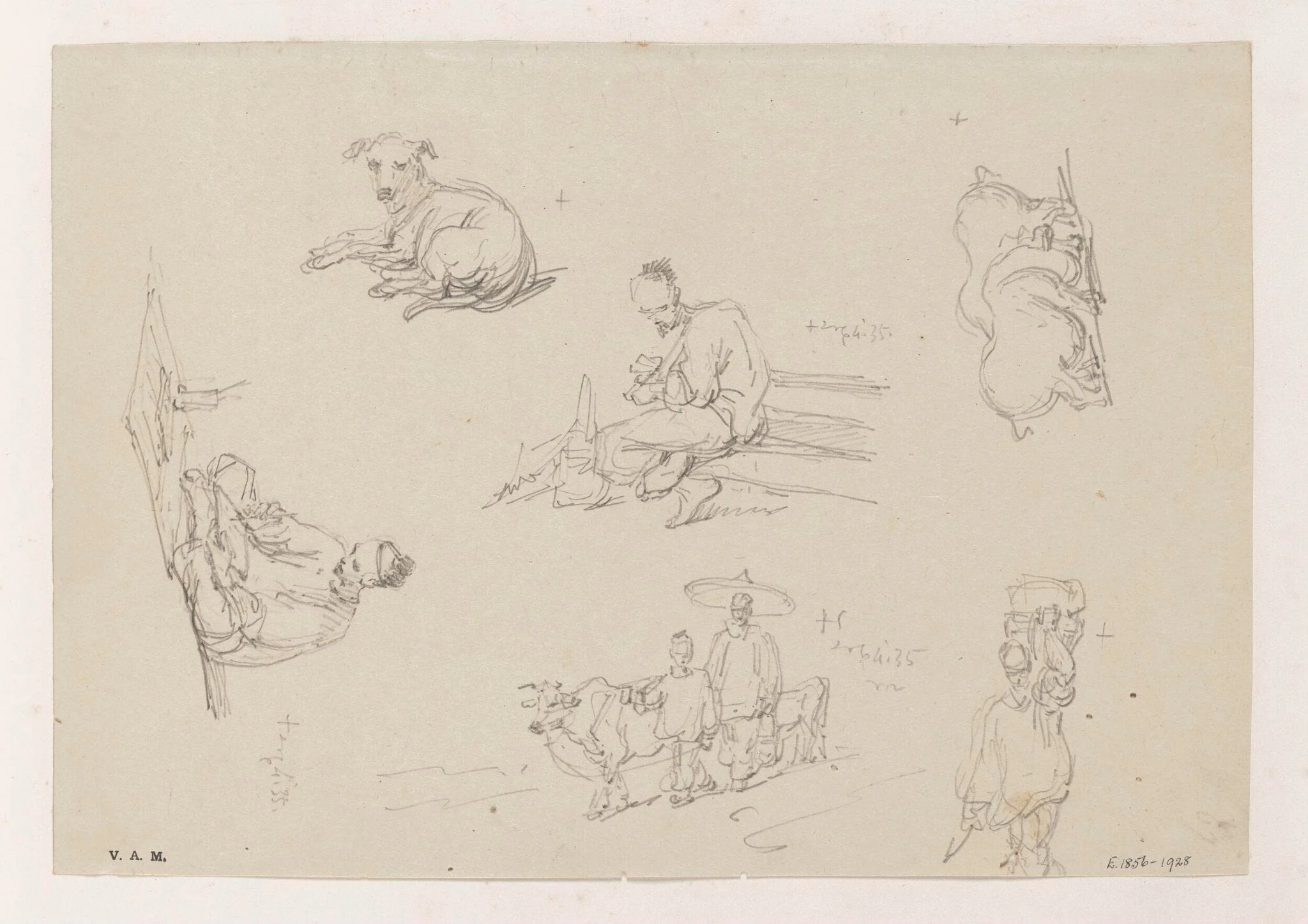 Chinese figures and animals, by George Chinnery, 6