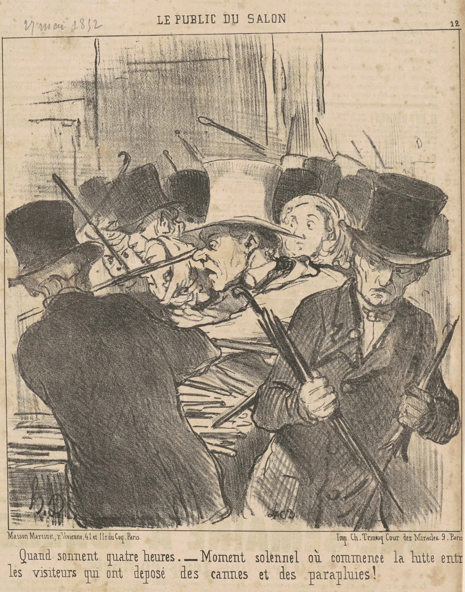 Quand sonnent quatre heures, by Honoré Daumier, ink, 1852