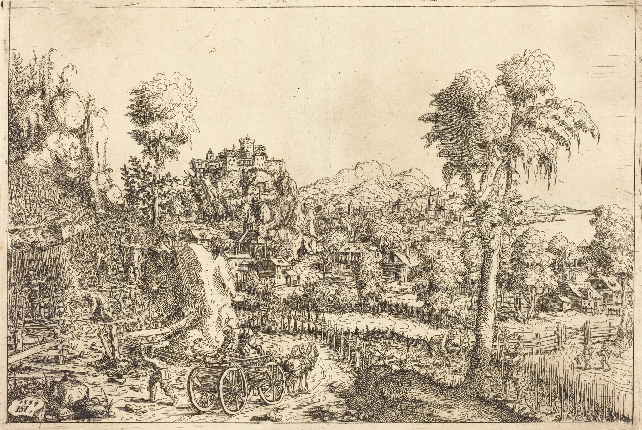 Landscape with a Vineyard, by Hanns Lautensack, ink, 1559