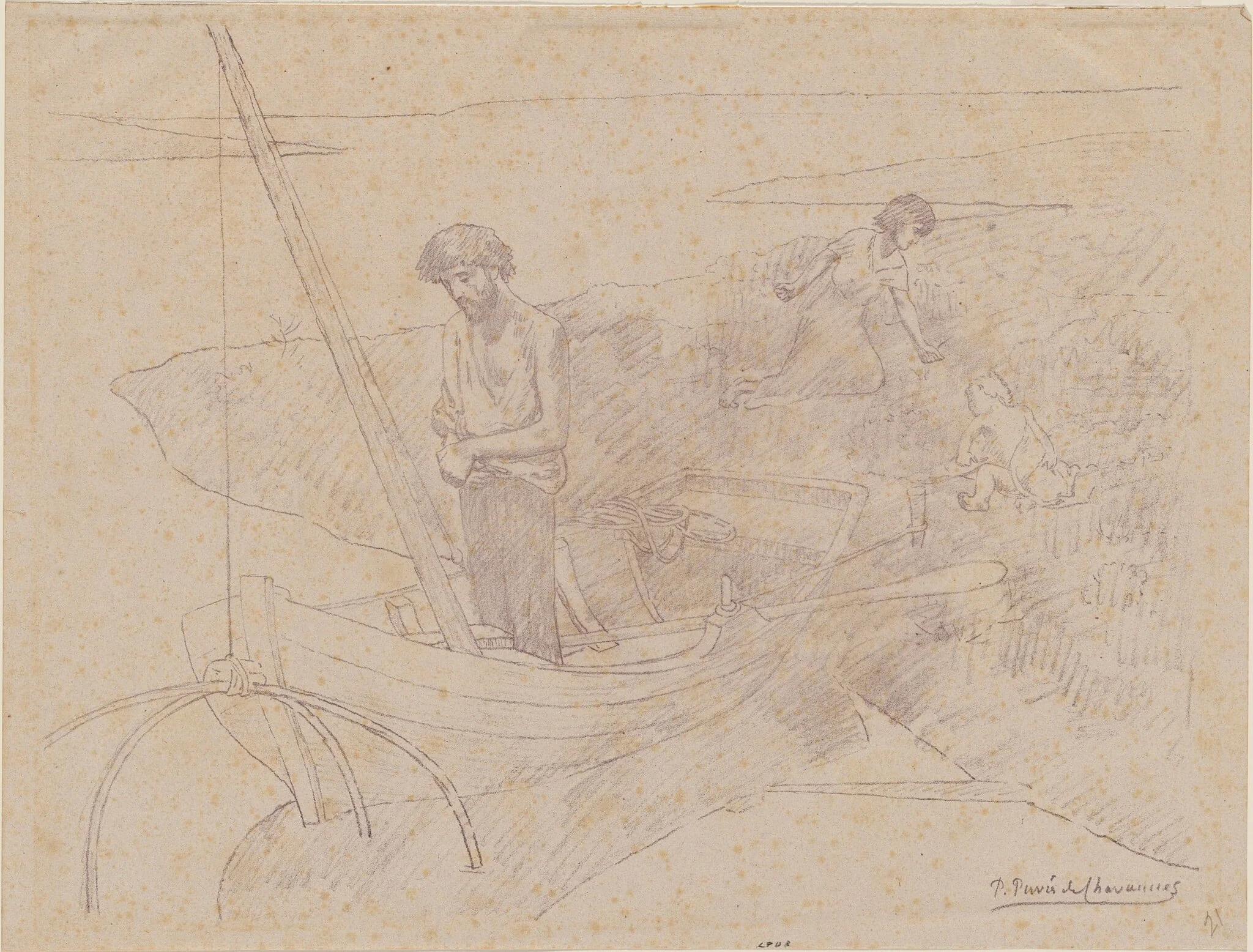 The Poor Fisherman (Le Pauvre pêcheur), by Pierre Puvis de Chavannes, ink, 1897