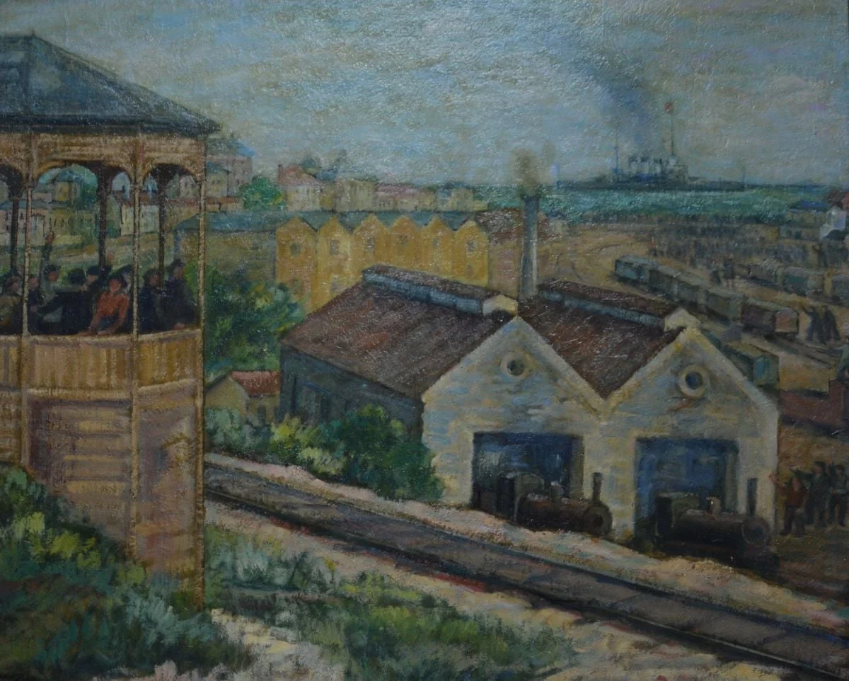 Portul Constanța 1905 (Crucișătorul Potemkin), by Marius Bunescu, 1931