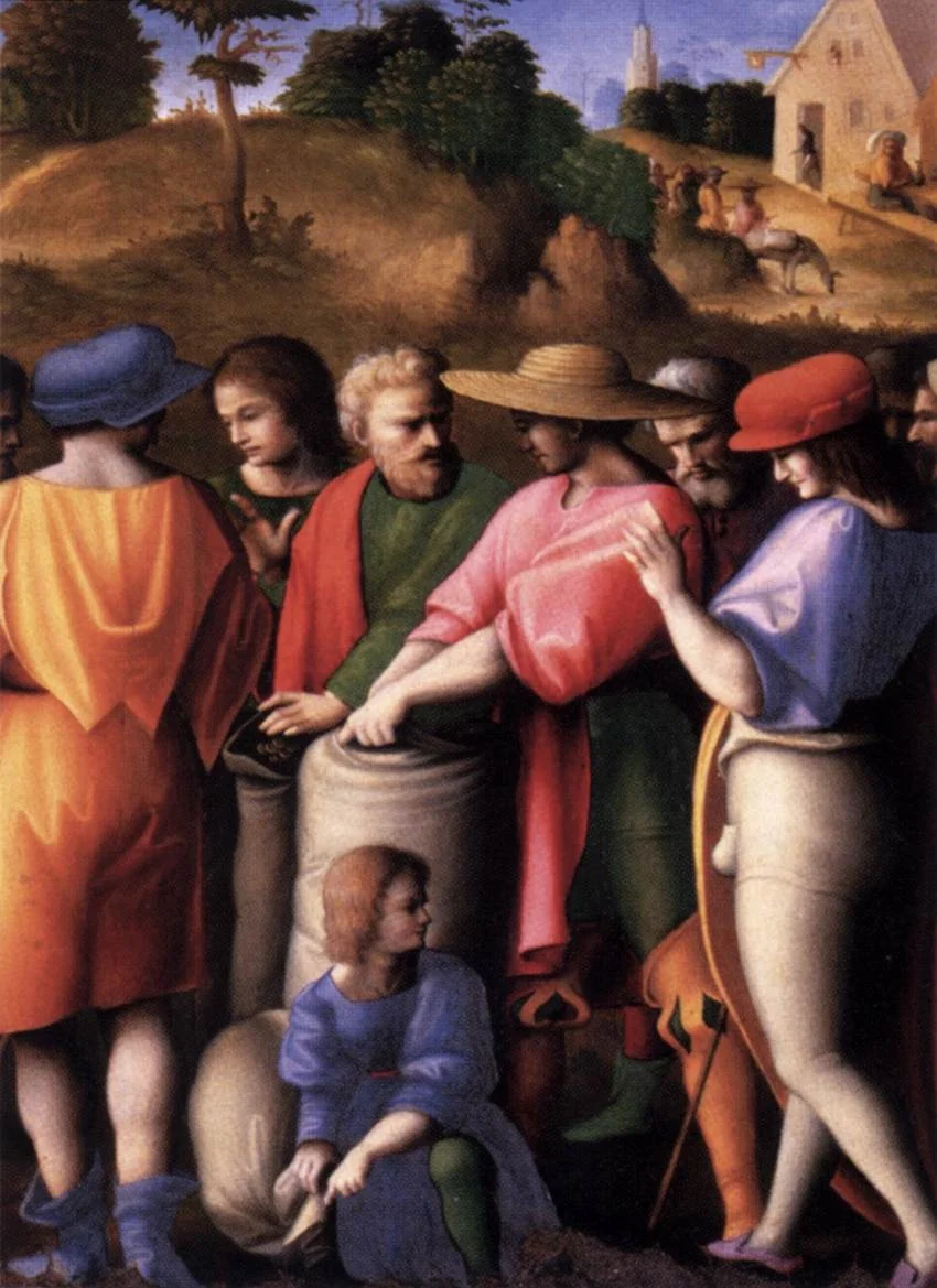 Scenes from the Story of Joseph: The Search for the Cup, by Francesco Bacchiacca, oil, 1515