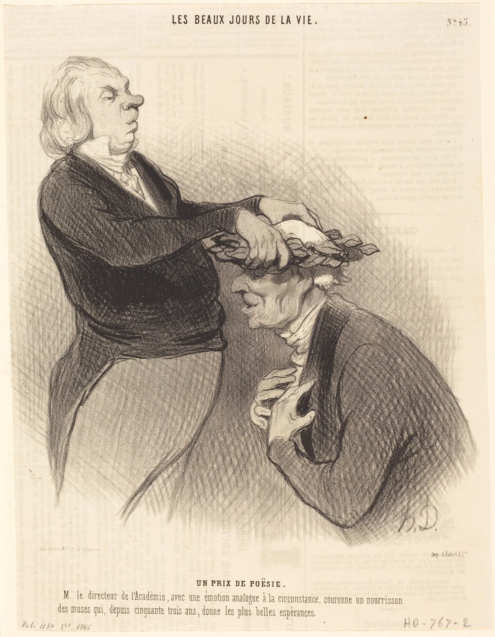 Un Prix de poésie, by Honoré Daumier, ink, 1845