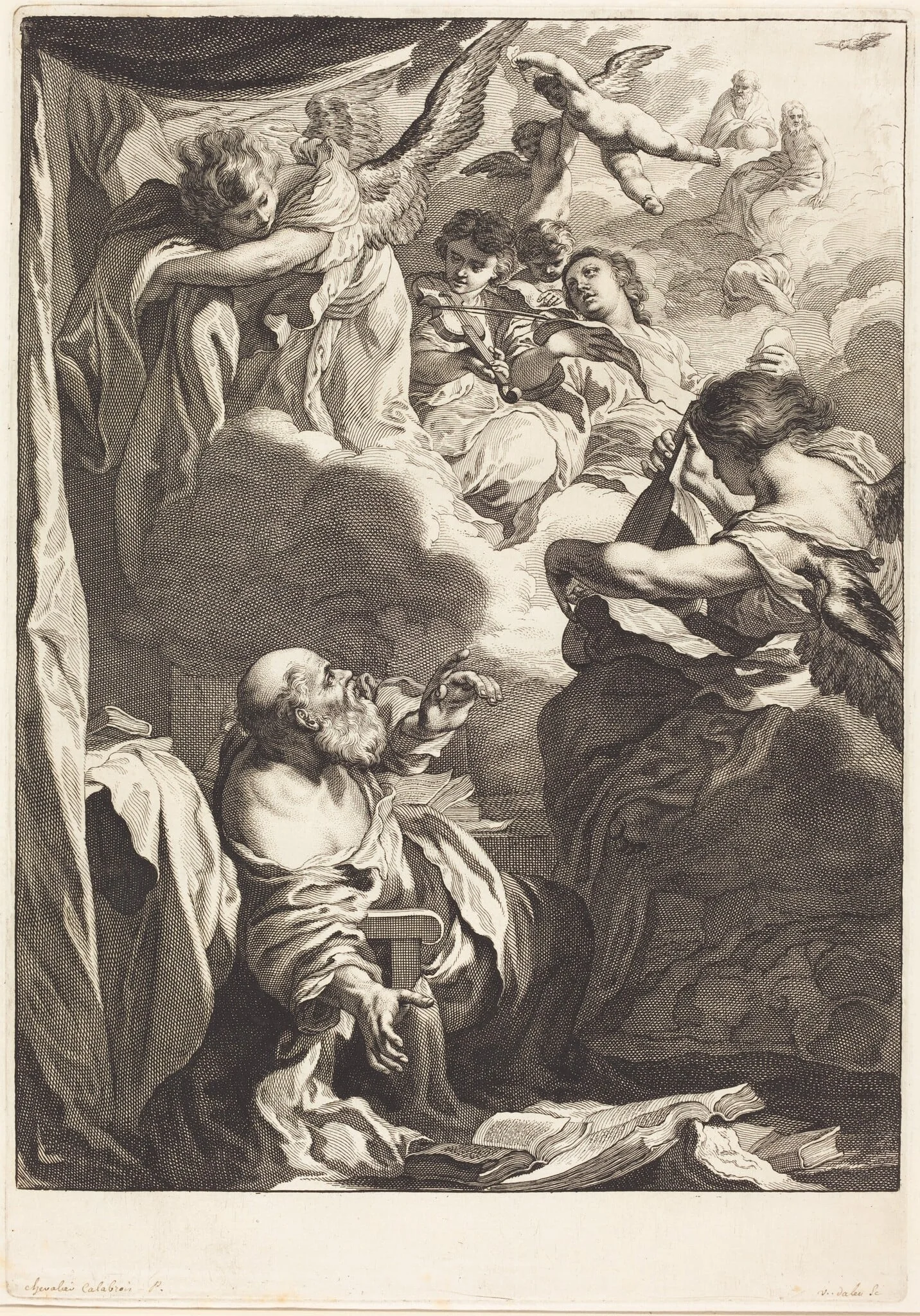 The Ecstasy of Saint Paul, by Jeremias Falck, ink, 1655