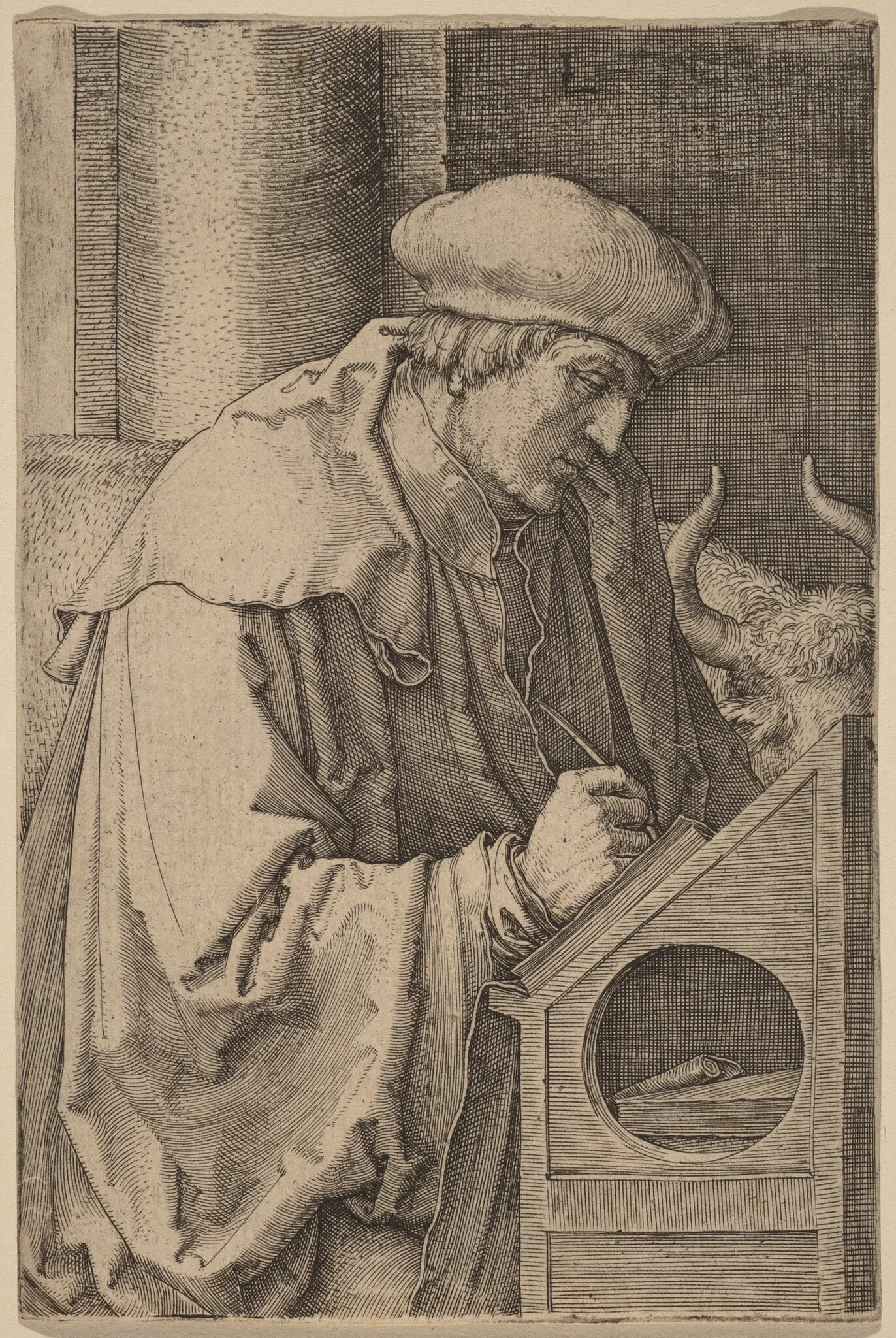 Saint Luke, by Lucas van Leyden, ink, 1518