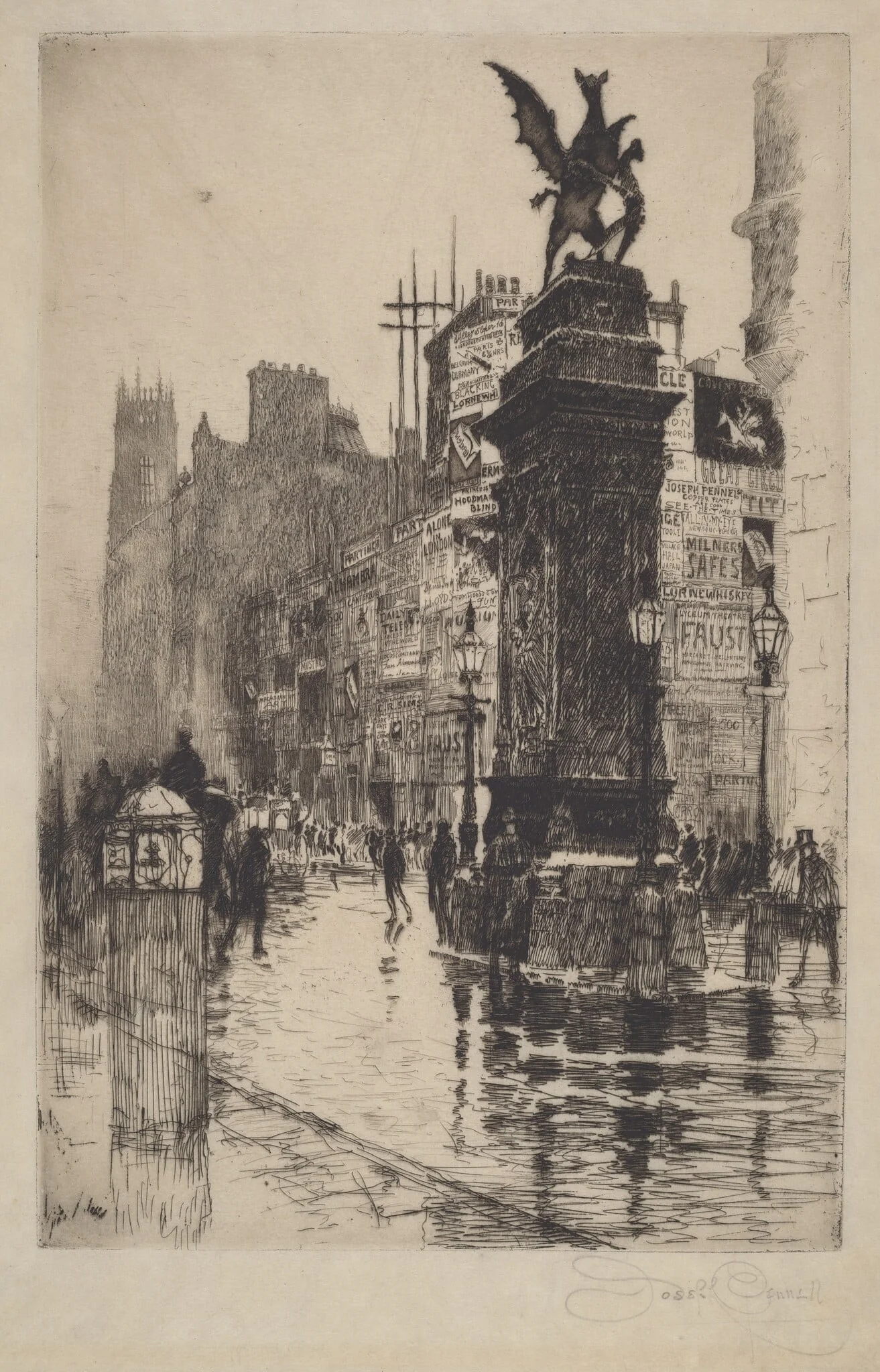 Temple Bar, by Joseph Pennell, ink, 1885