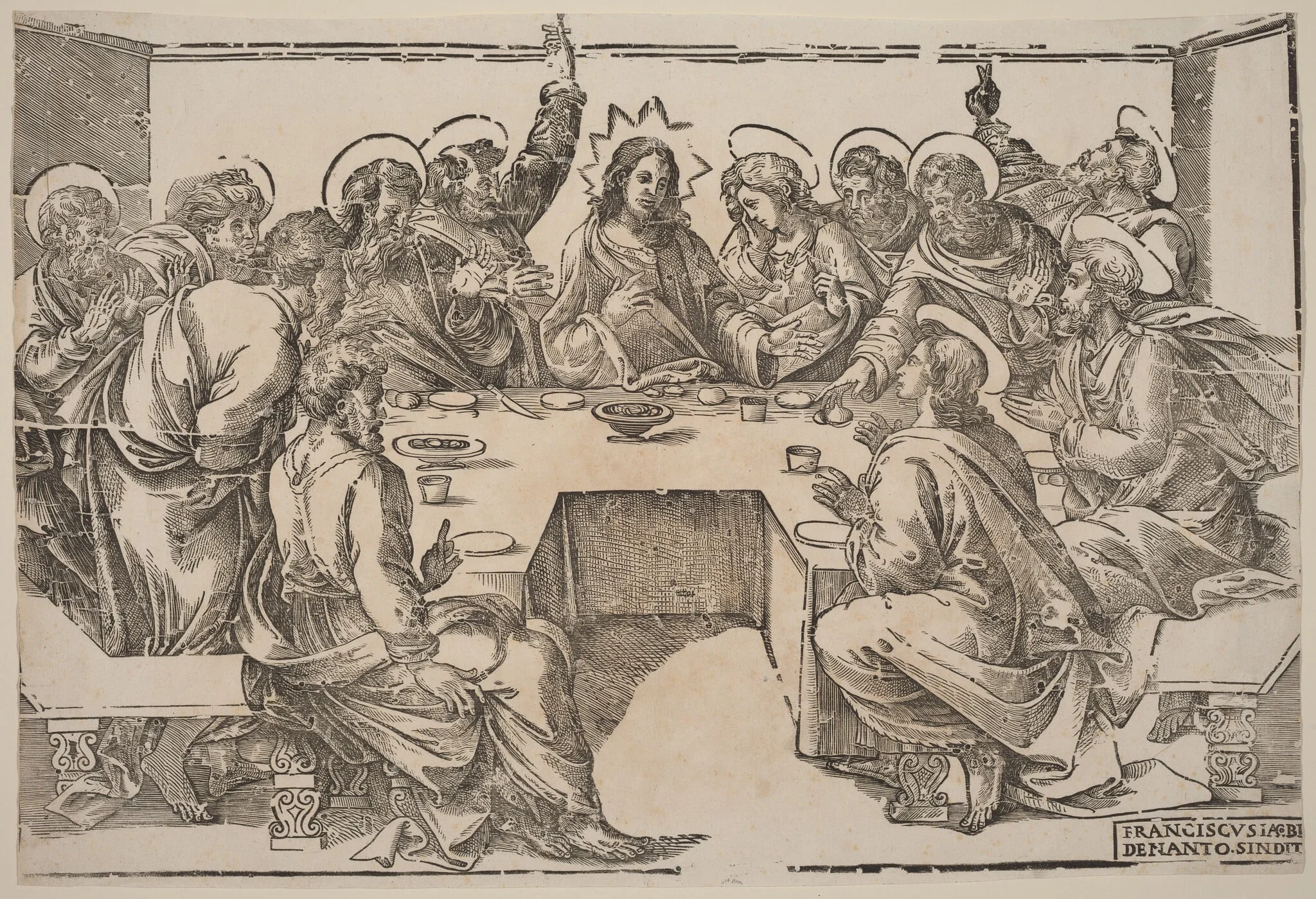 The Last Supper, by Francesco Denanto, ink, 1522