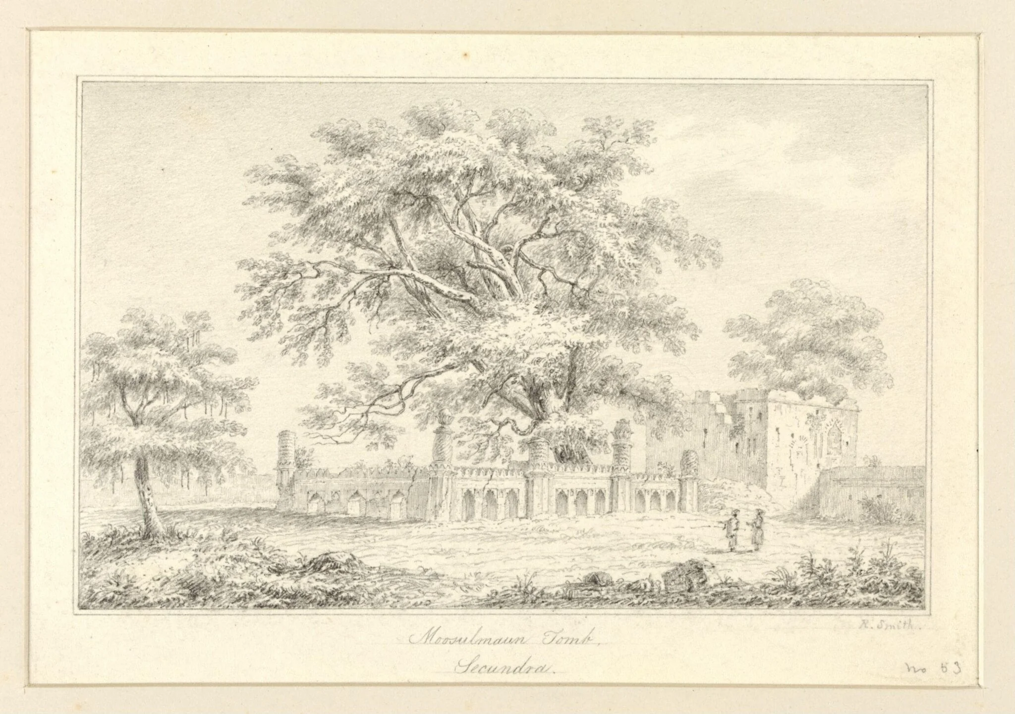 Moosulmaun Tomb, Secundra, by Robert Captain Smith, 1830