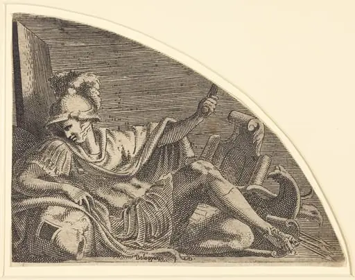 Mars Seated on Trophies