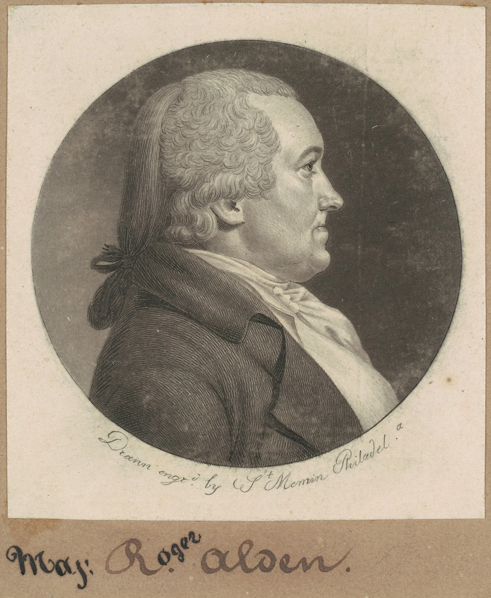 Roger Alden, by Charles Balthazar Julien Févret de Saint-Mémin, ink, 1798
