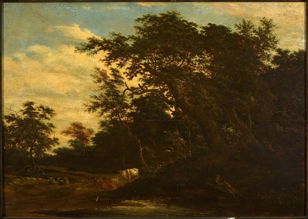 Landscape with a creek and cattle
