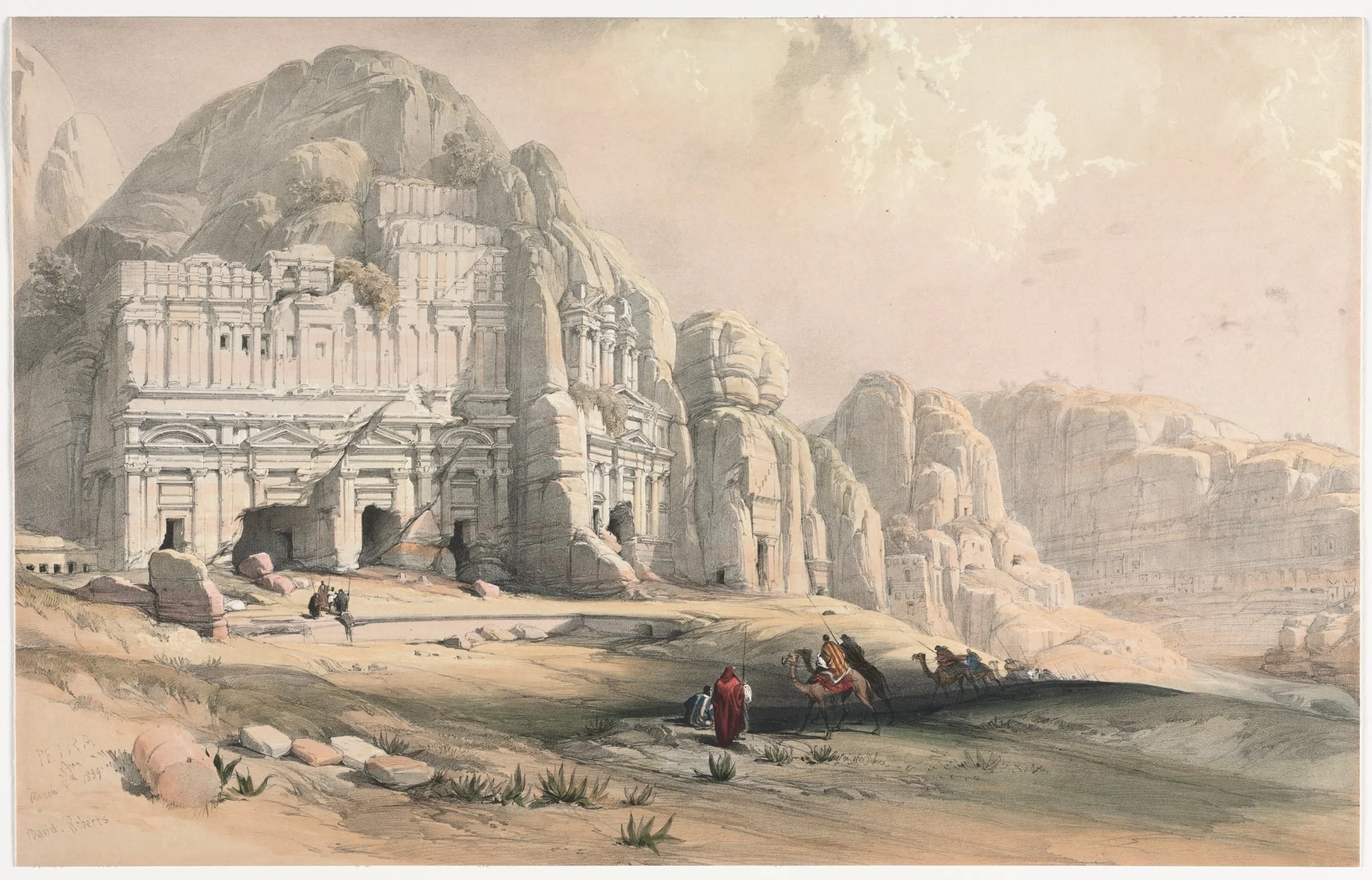 Petra, Eastern End of the Valley, by David Roberts, 1839