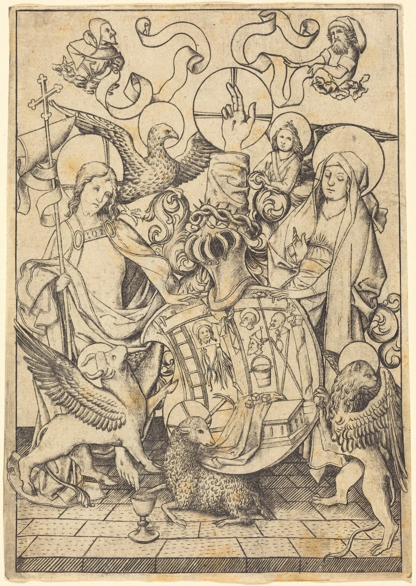 Coat of Arms of the Passion, by Master E.S., ink, 1458