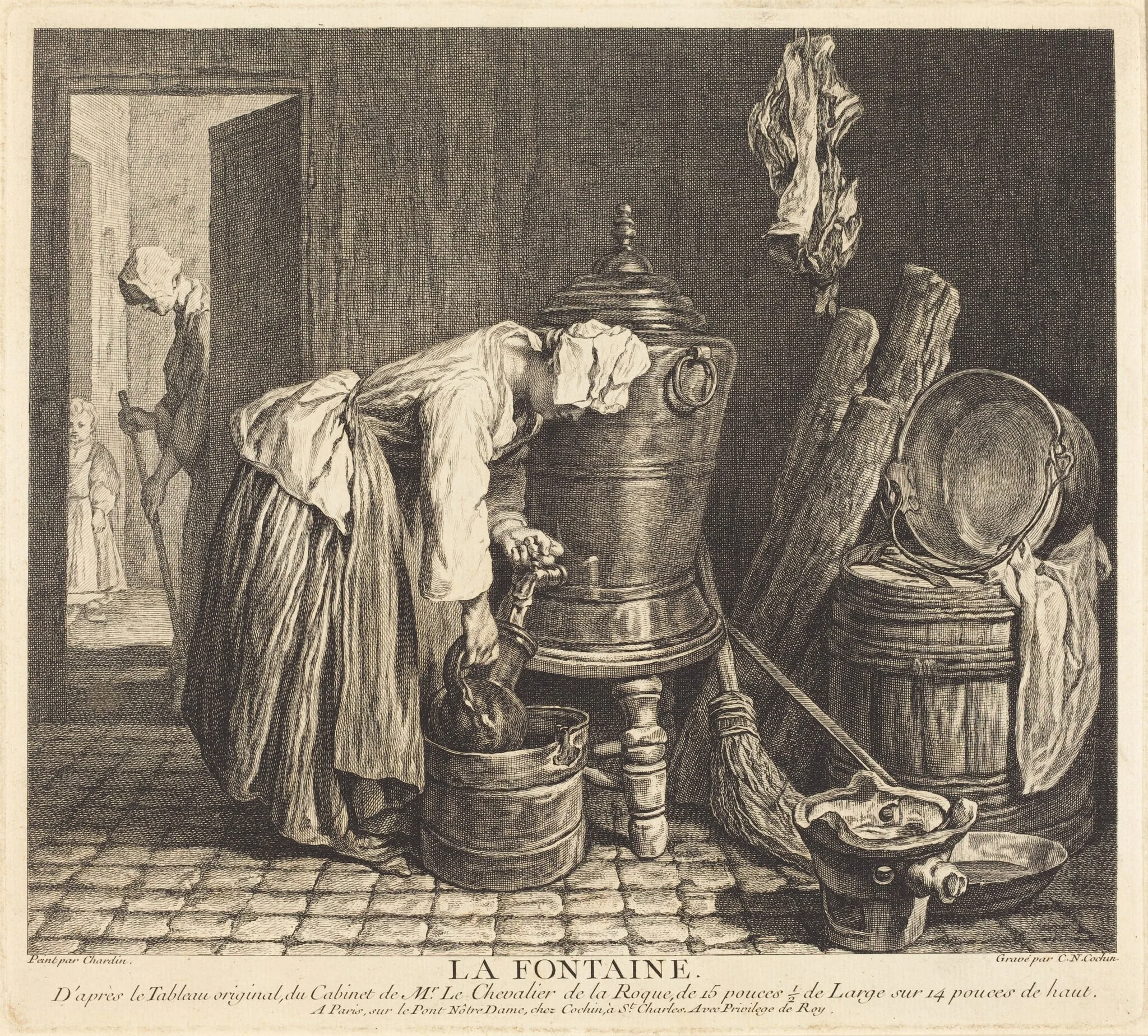 La Fontaine, by Charles-Nicolas Cochin I, ink, 1739