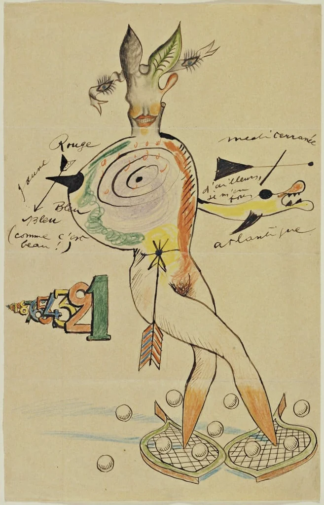 Untitled, by Yves Tanguy, Joan Miró, Max Morise, Man Ray Cadavre Exquis, graphite, 1926