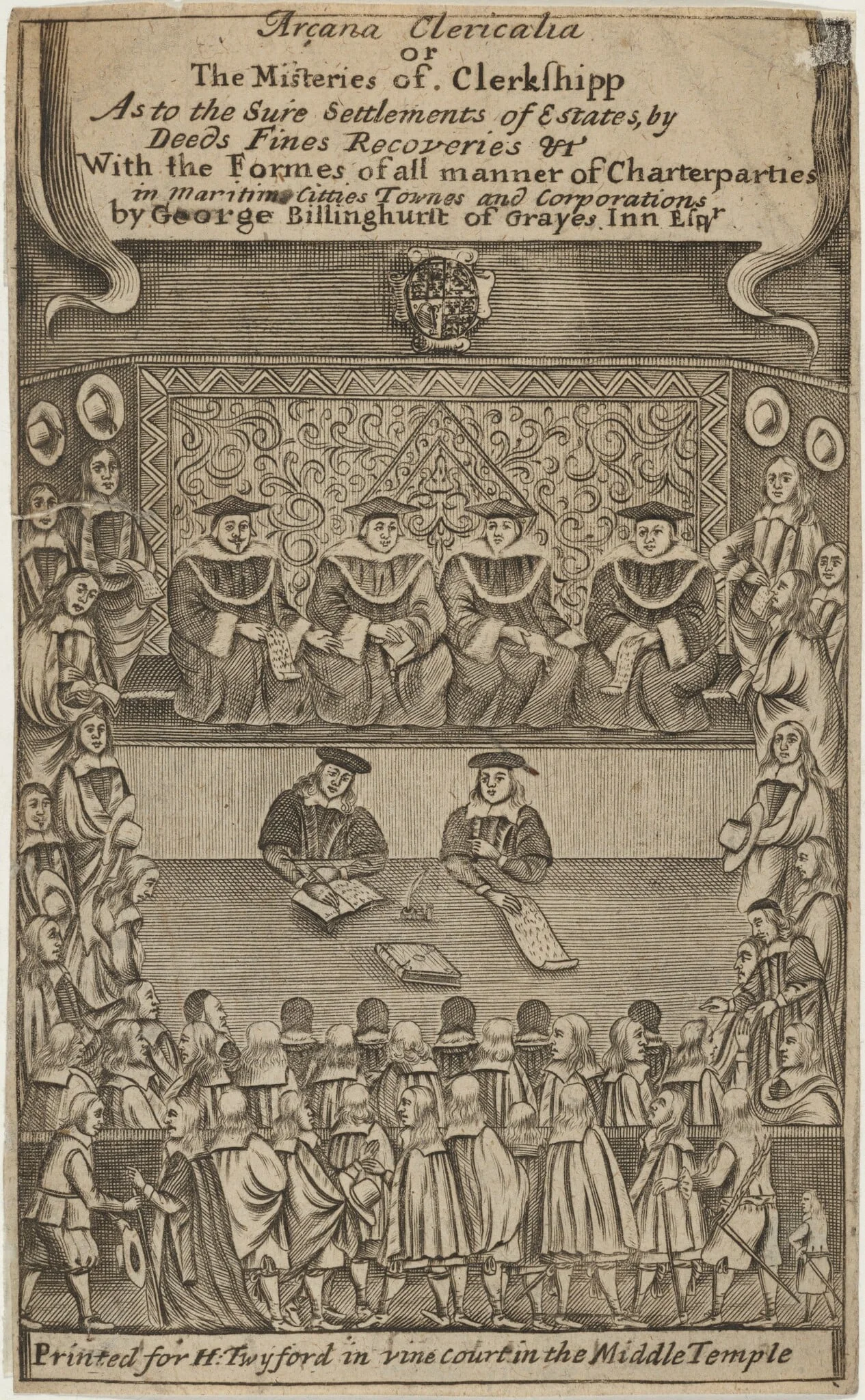 Title Page to Arcana Clericalia or the Misteries of Clerkshipp by George Billinghurst, by Unknown 19th Century, ink, 1674