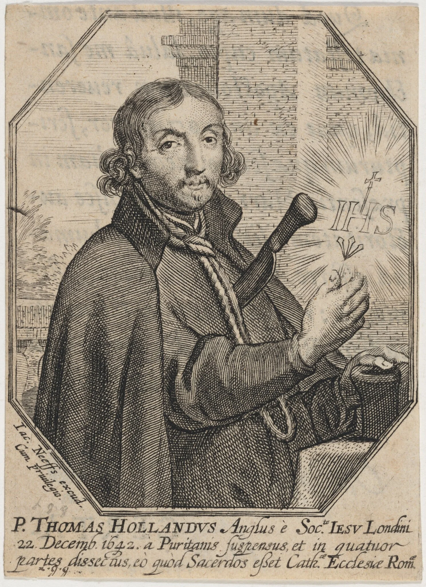 Thomas Holland, Jesuit, by Jacobus Neeffs, ink, 1635