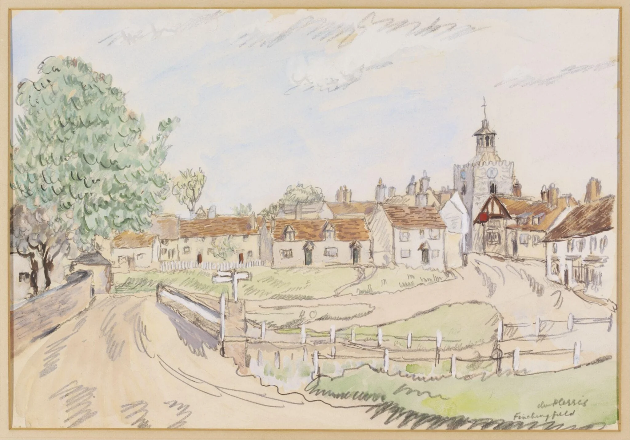 Finchingfield, by H. E. Du Plessis, watercolor, 1940
