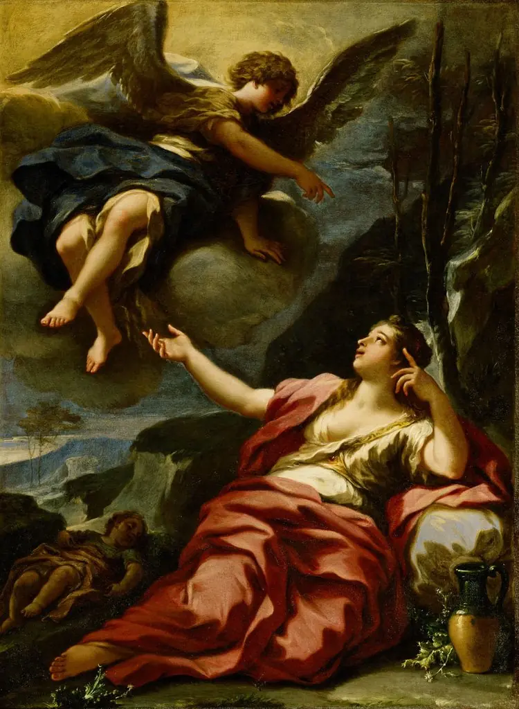 The angel appears to Hagar in the desert