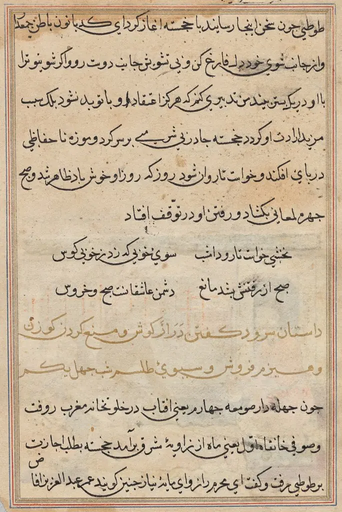 Page from Tales of a Parrot (Tuti-nama): text page
