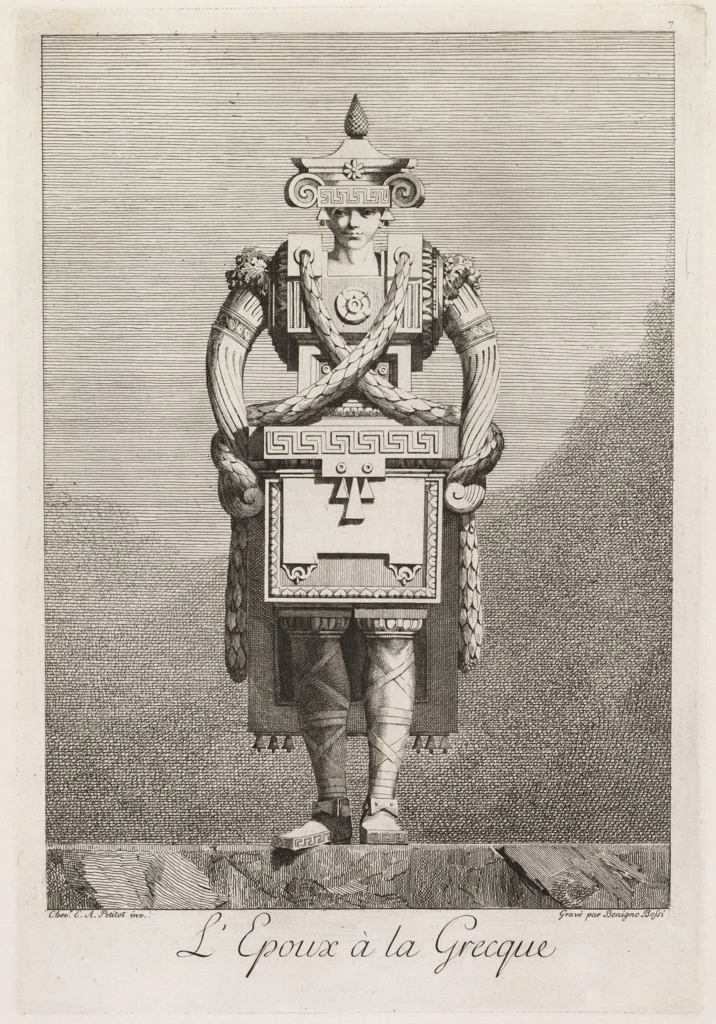 Groom in the Greek Style, Plate 7, by Benigno Bossi, 1771