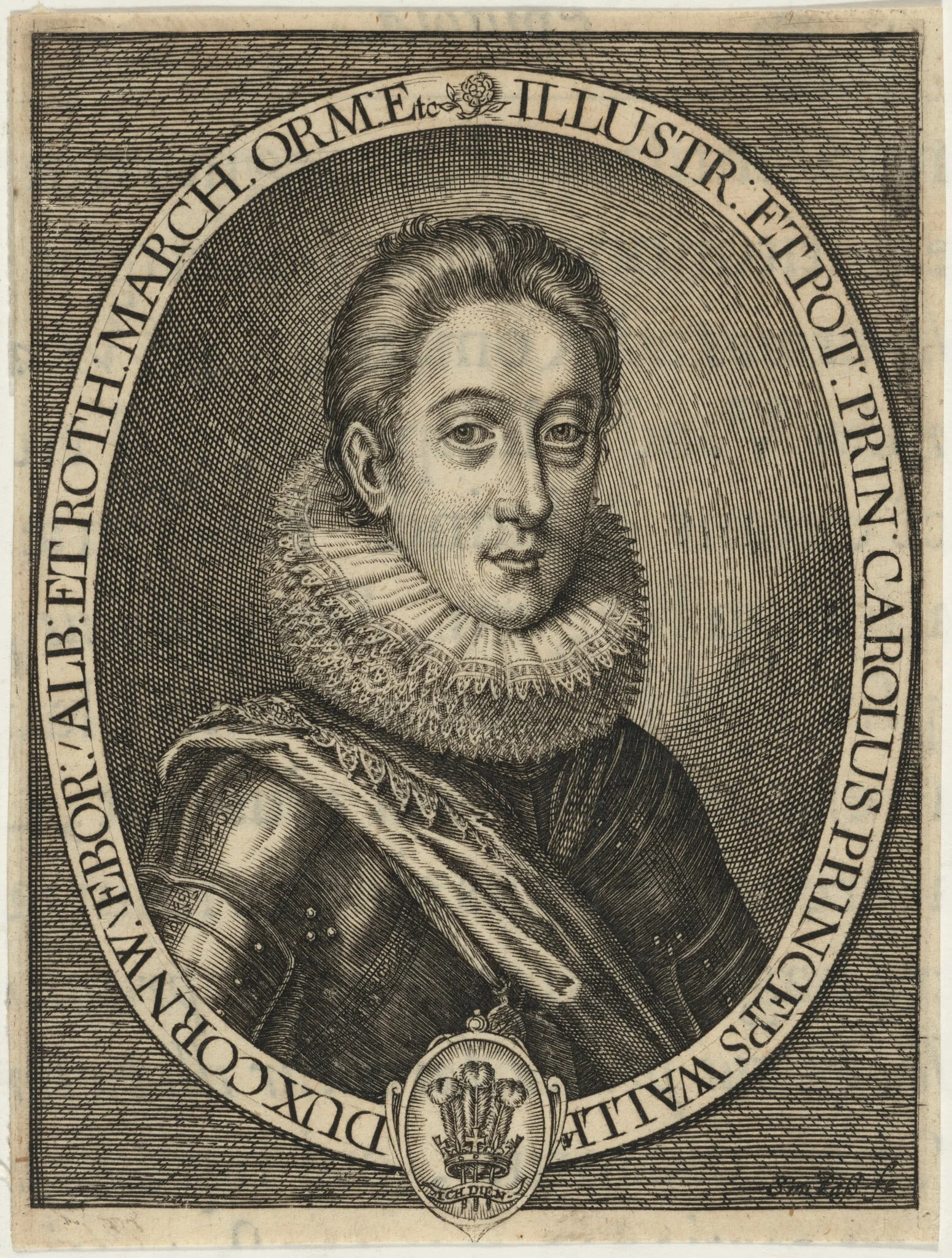 Charles I, King of England, as Prince of Wales, by Simon van de Passe, ink, 1619