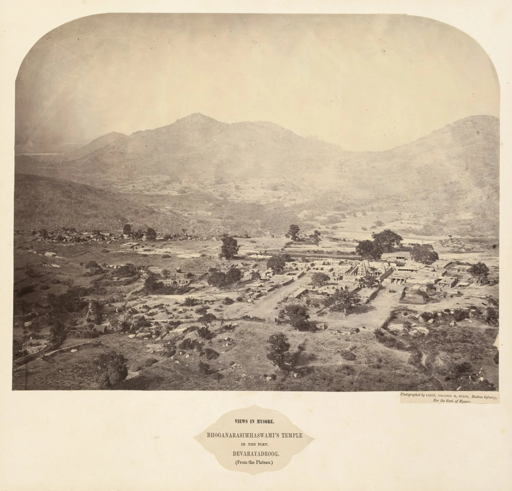 Views in Mysore: Bhoganarasimhaswami's temple, in the fort, Devarayadroog (from the plateau)