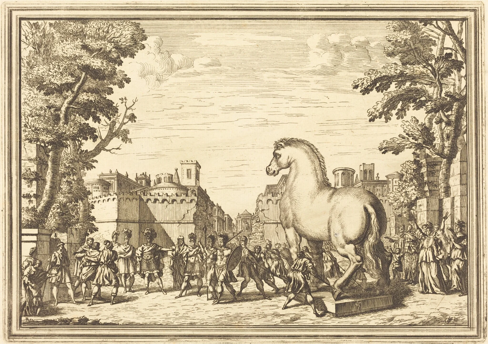 Il Greco in Troia: Plate 4, by Arnold von Westerhout, ink, 1688