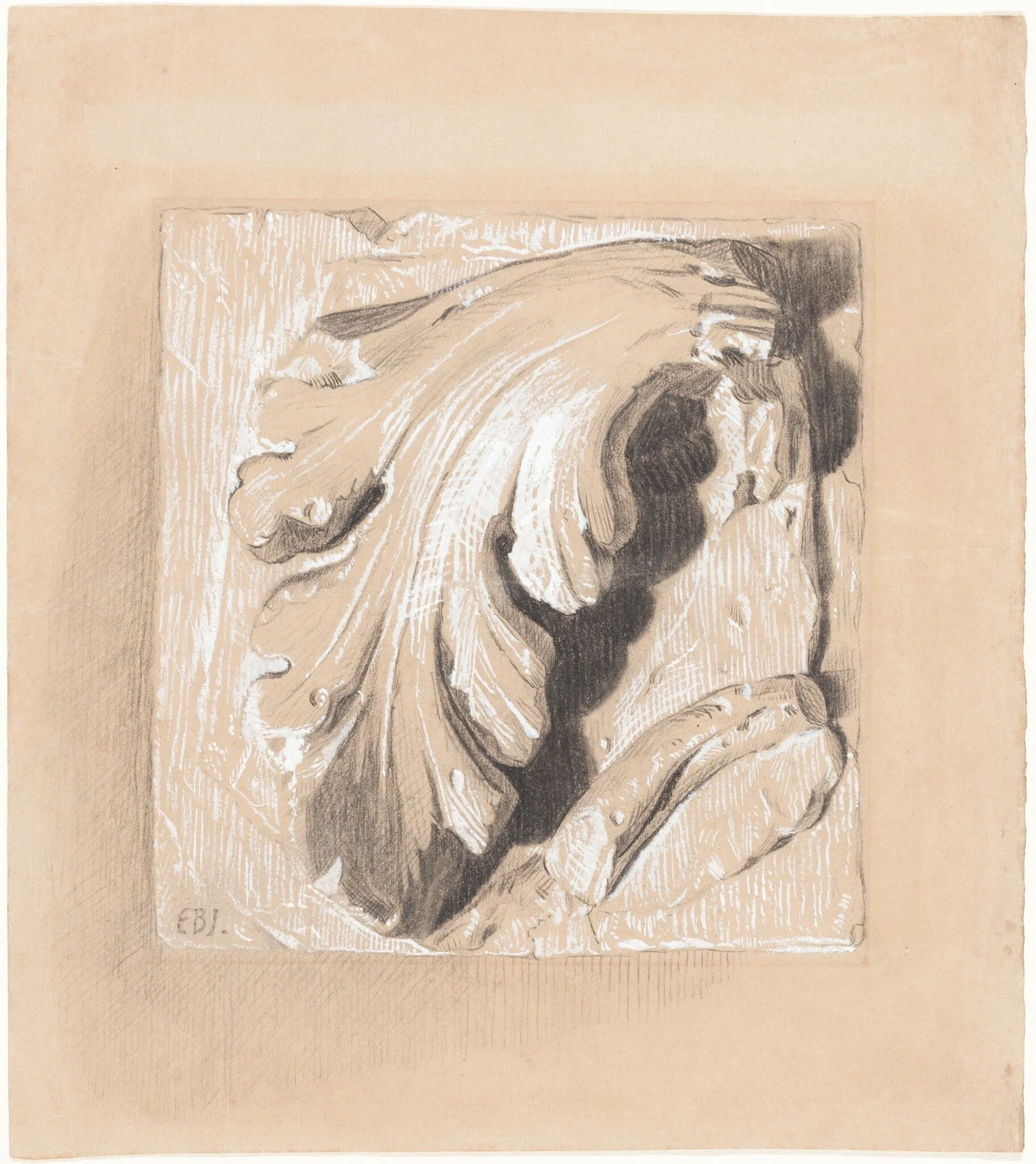 A Fragment from an Antique Frieze, by Edward Coley, Sir Burne-Jones, chalk, 1866