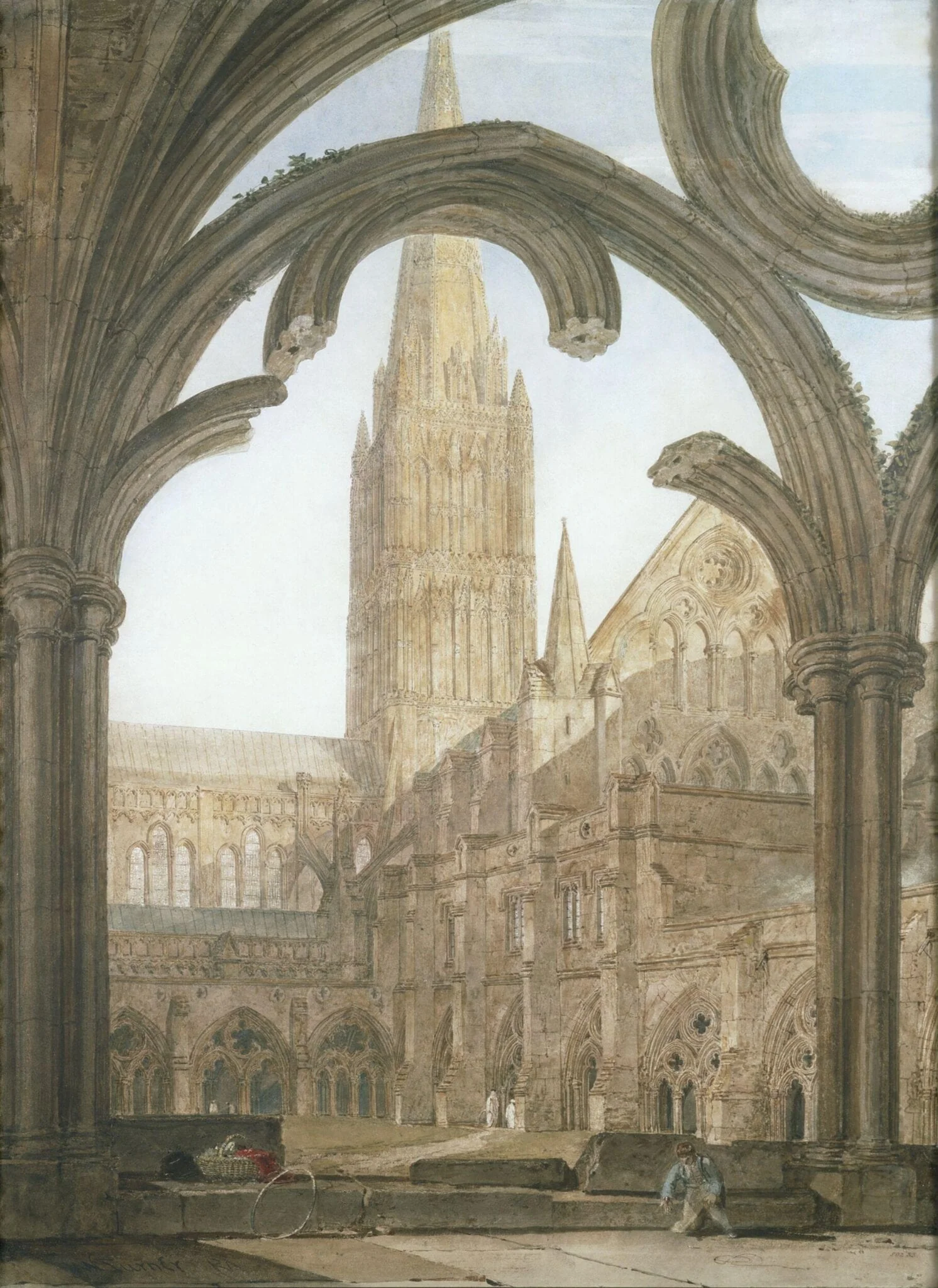 South view of Salisbury Cathedral from the Cloisters