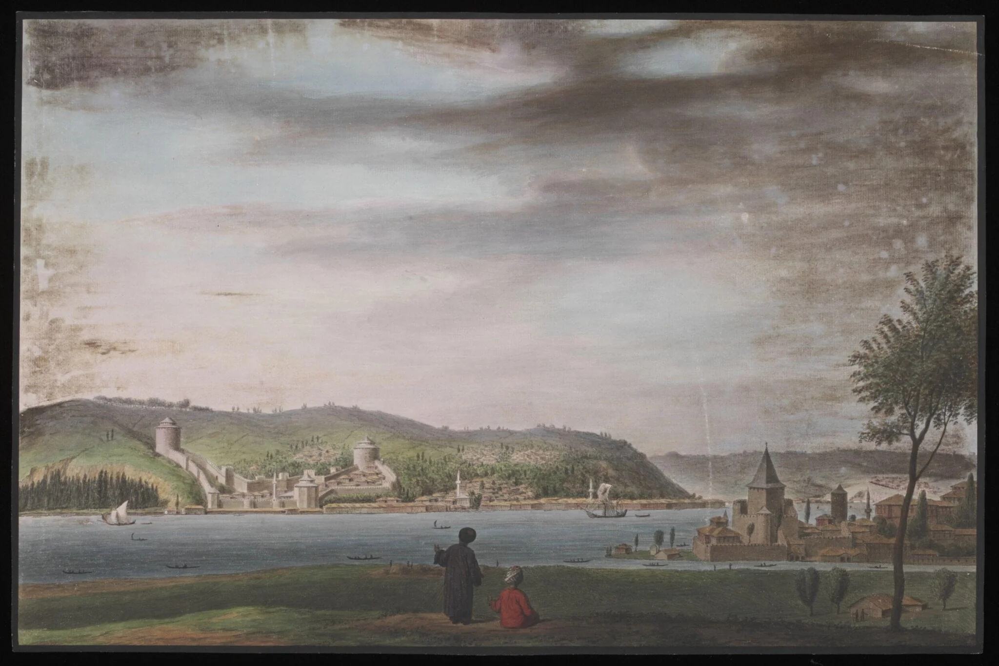 The Castles of Europe and Asia, Istanbul, by Anonymous Greek artist, watercolor, 1809