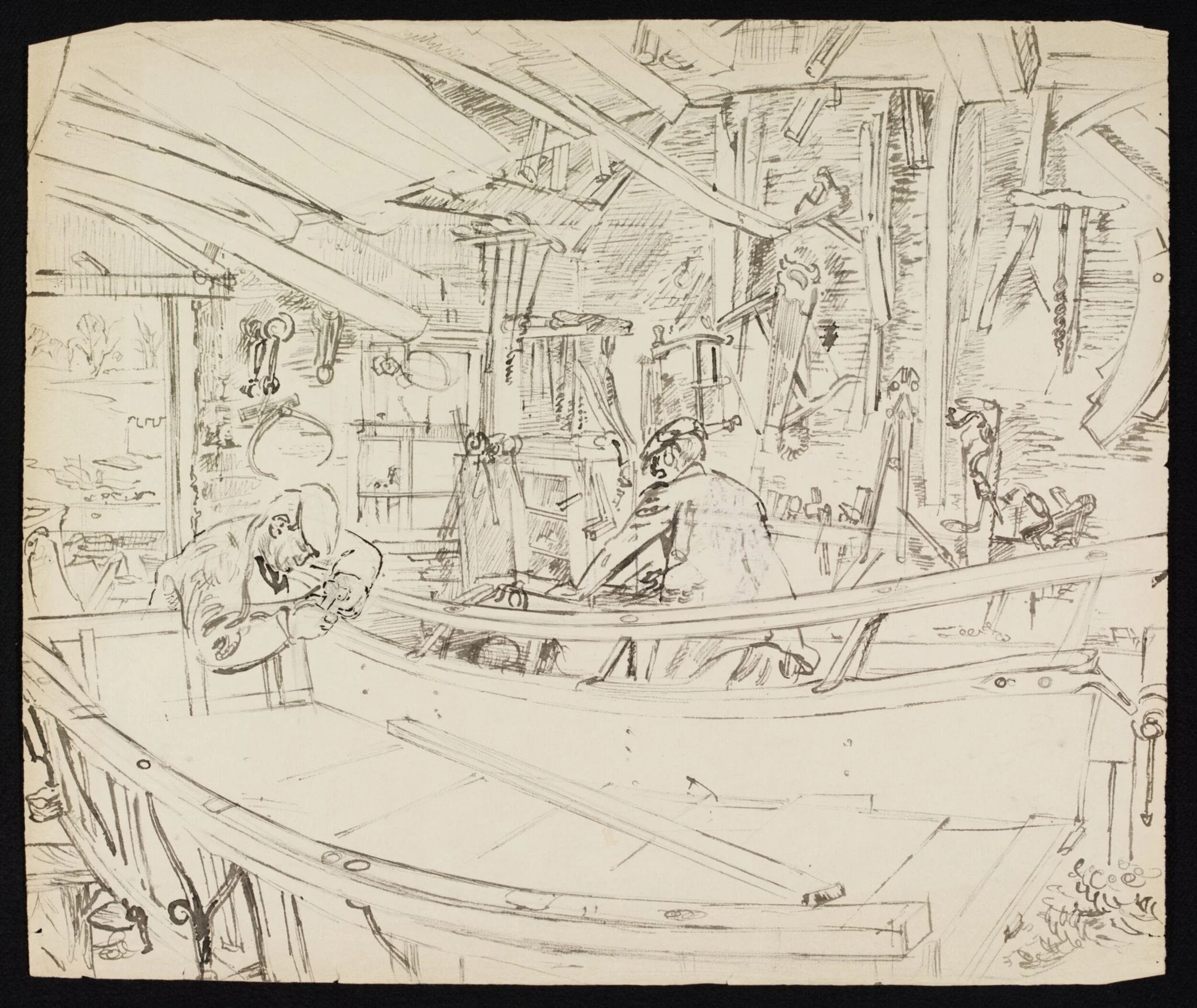 Building a Wiltshire Waggon near Longleat (April 1941), by Hennell, watercolor, 1941