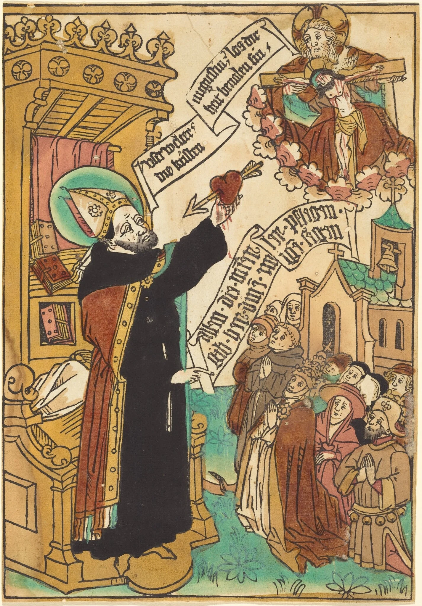 Saint Augustine, by German 15th Century, ink, 1455