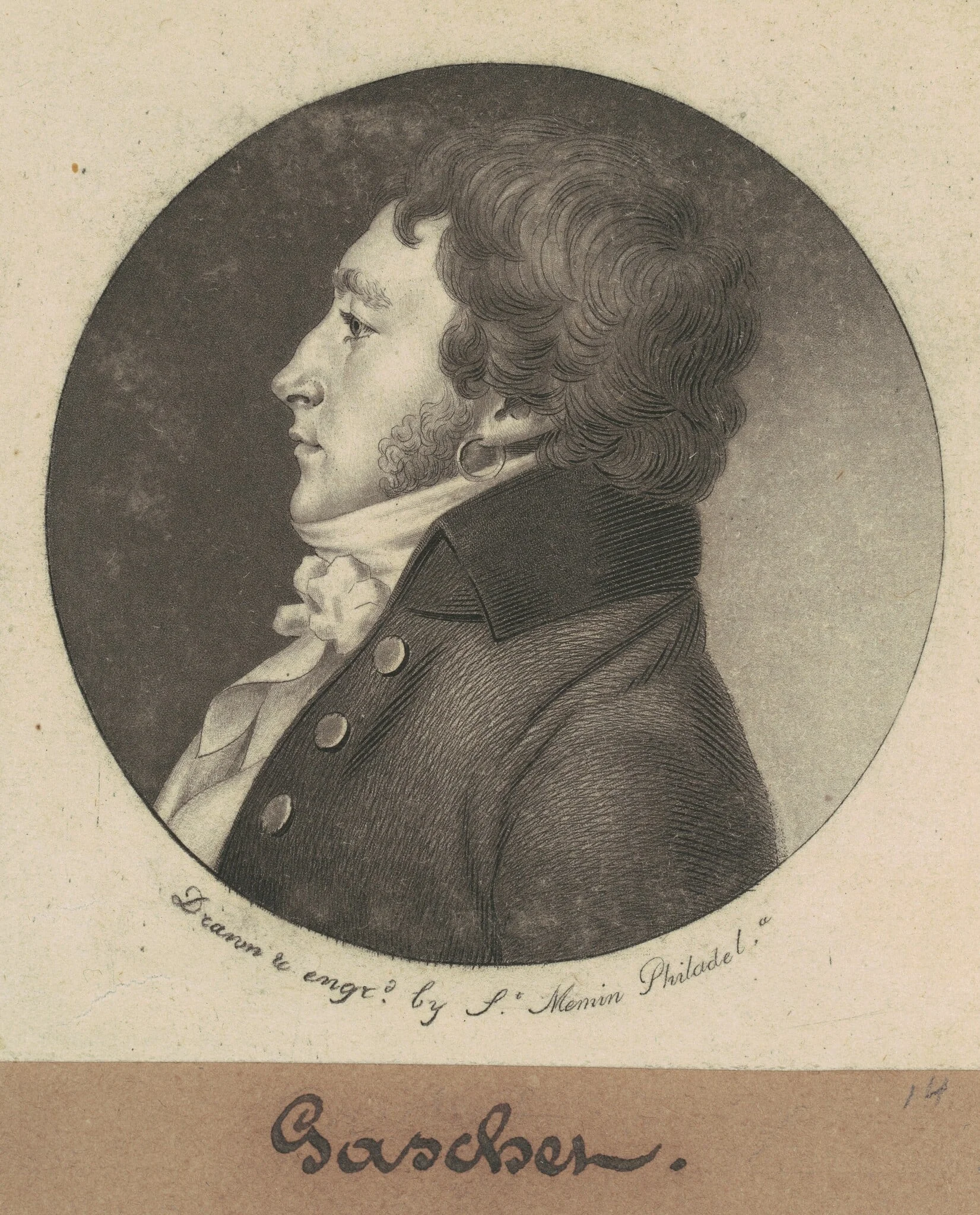 Joseph Louis Gaschet de L'Isle, by Charles Balthazar Julien Févret de Saint-Mémin, ink, 1800