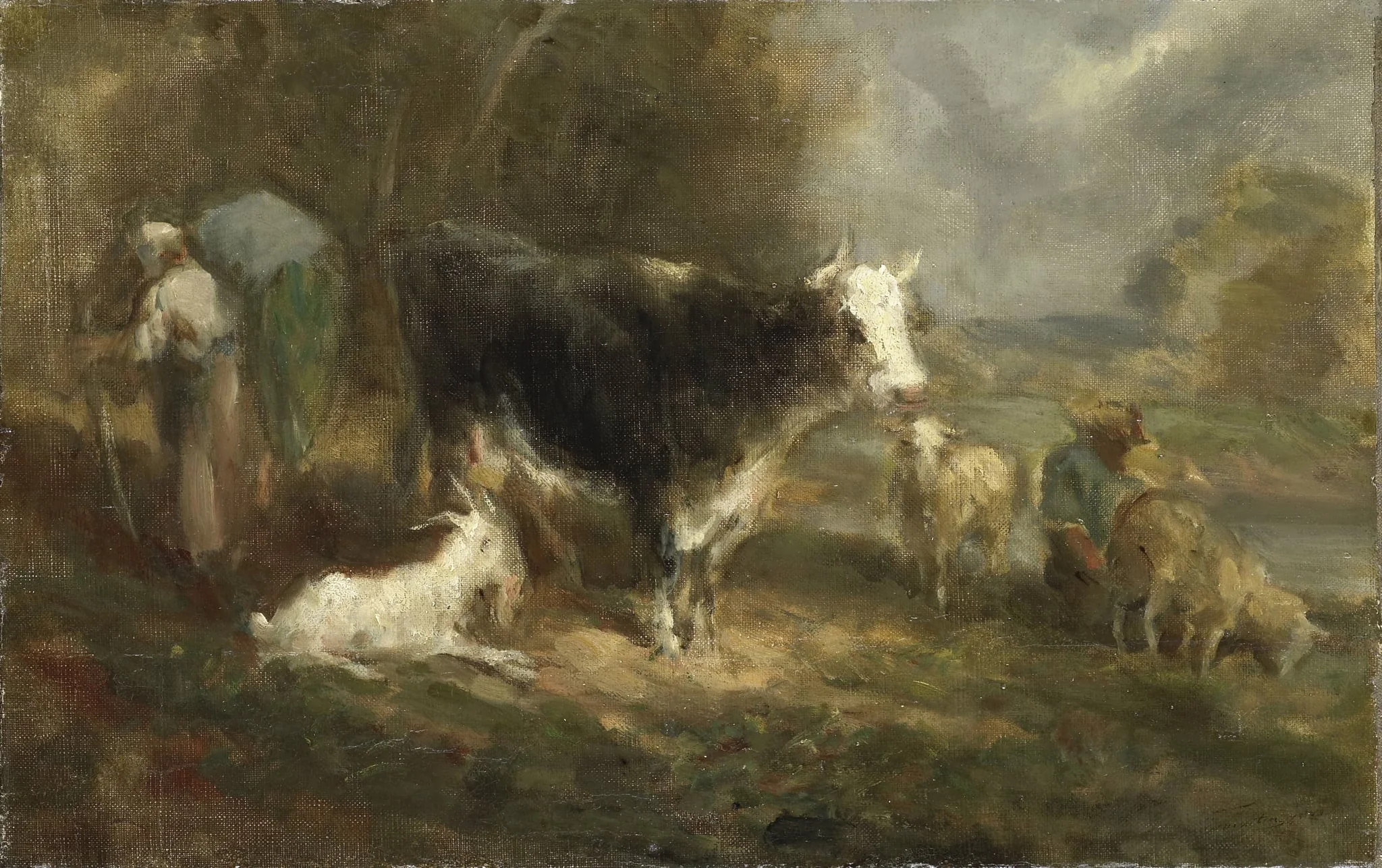 Farmyard with Cattle, by Unknown, unspecified, 1849