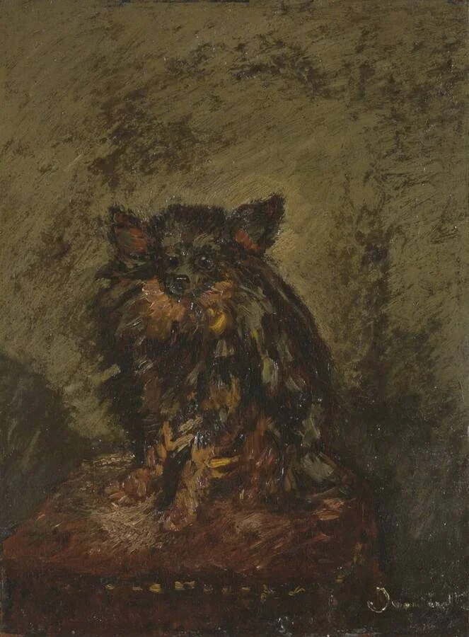 Hond op stoel, by Adolphe Joseph Thomas Monticelli, unspecified, 1865