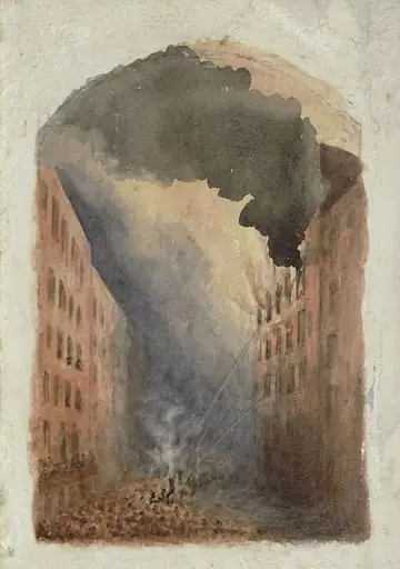Street scene with firemen