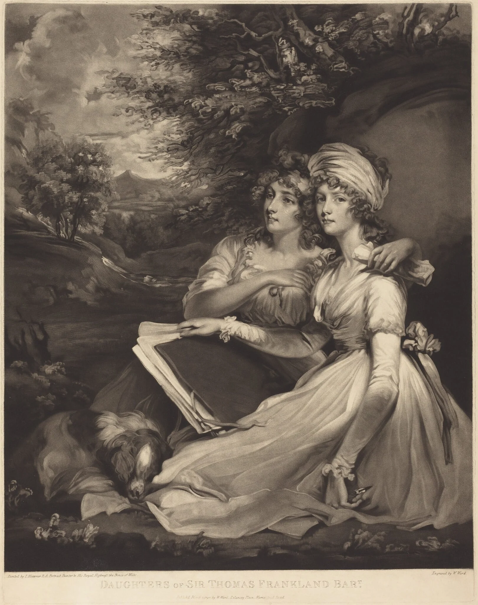 Daughters of Sir Thomas Frankland Bart (The Sisters), by William Ward, ink, 1797