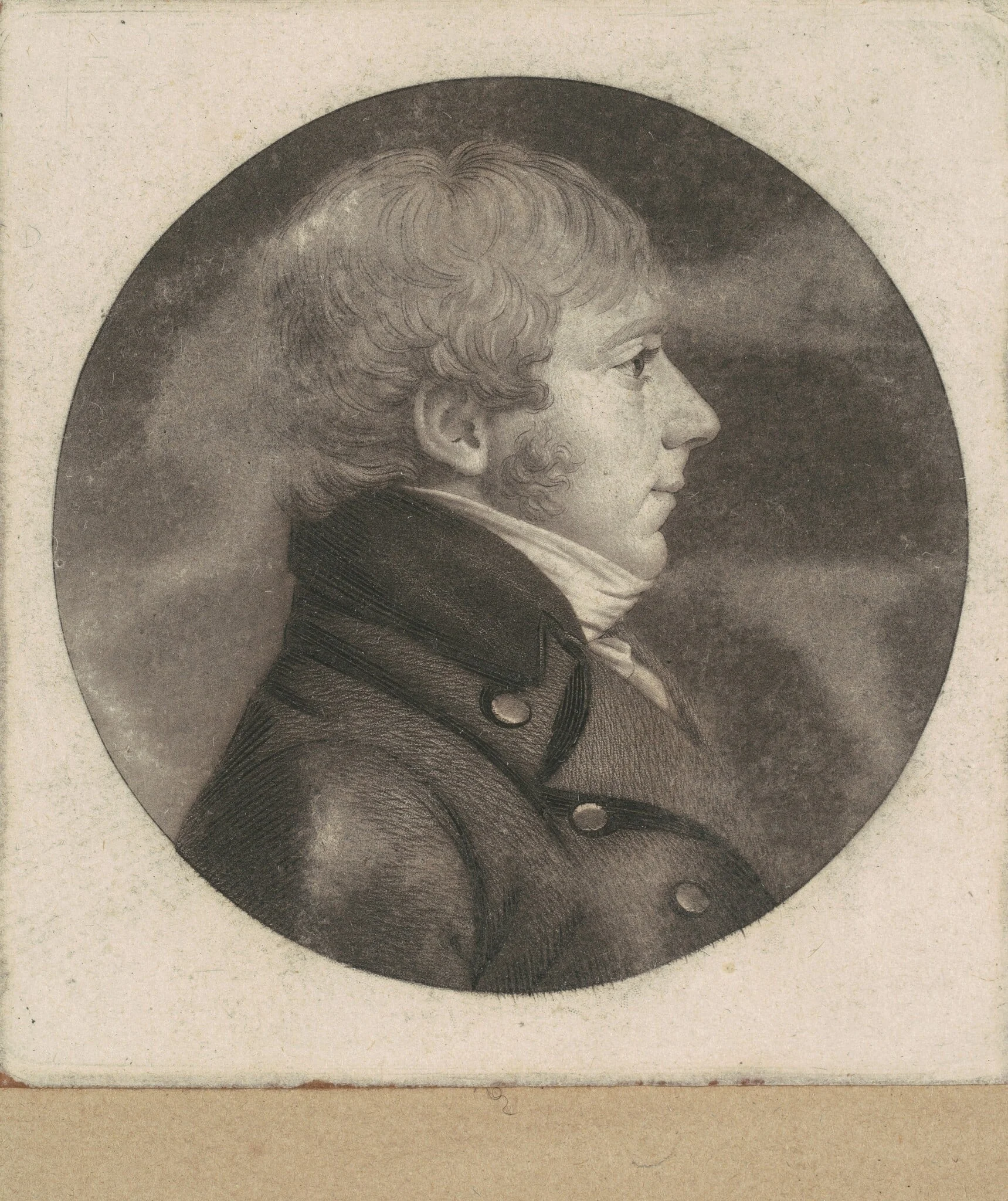 Unidentified Man, by Charles Balthazar Julien Févret de Saint-Mémin, ink, 1800