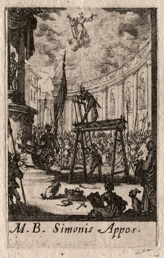 The Martyrdom of the Apostles:  St. Simon, by Jacques Callot, 1632