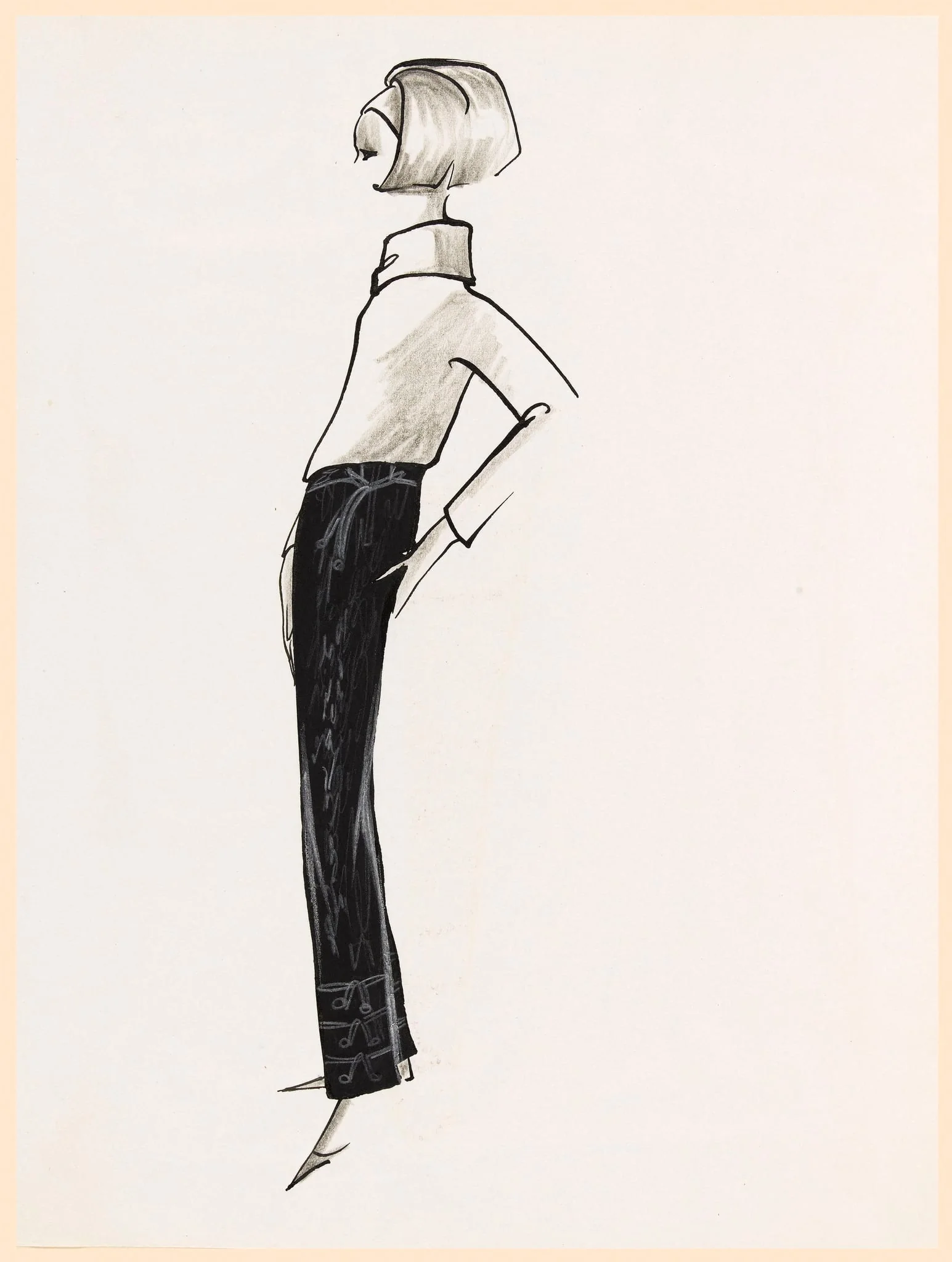 Pantalon noir avec applications sur le bas de la jambe