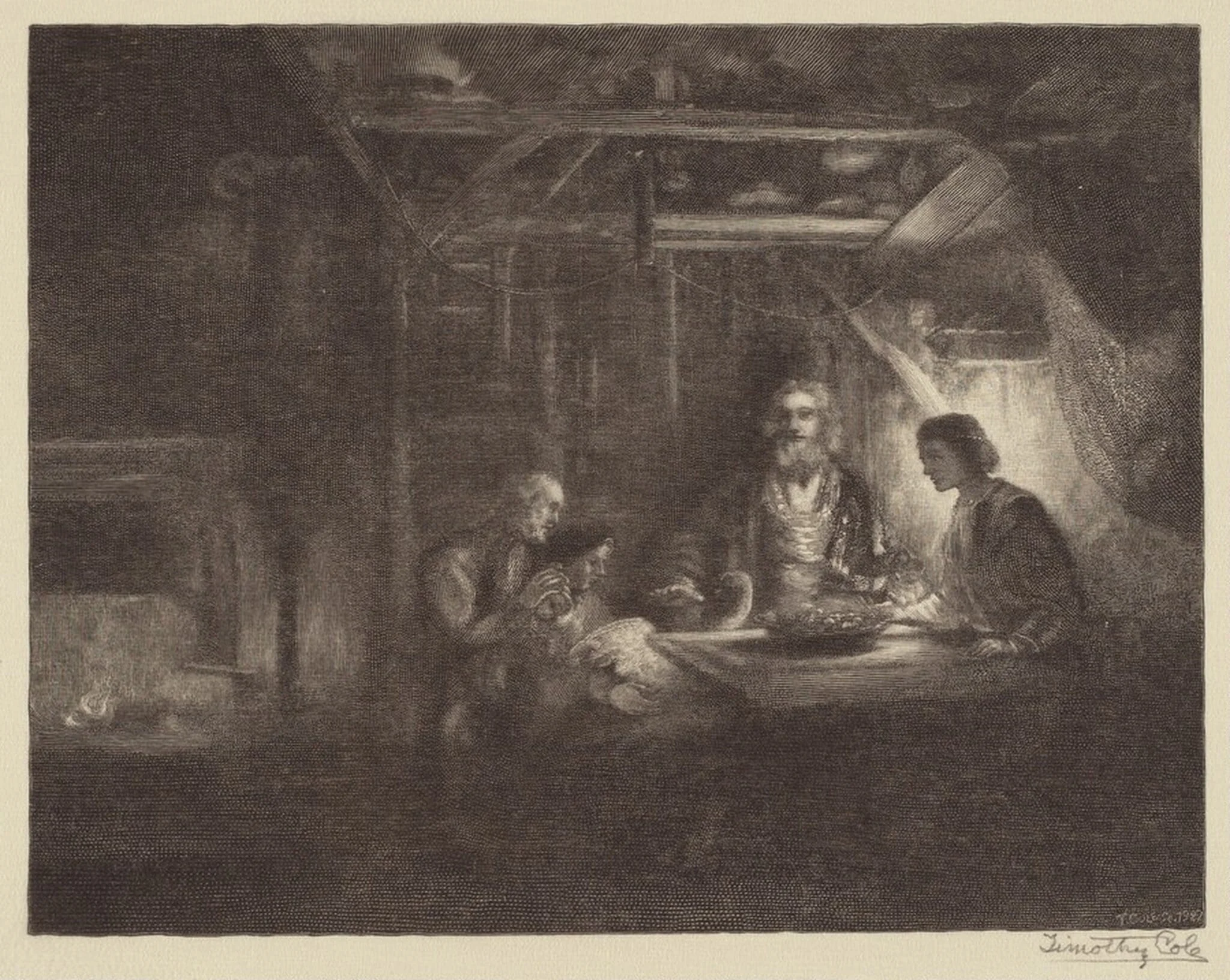 Philemon and Baucis, by Timothy Cole, ink, 1927