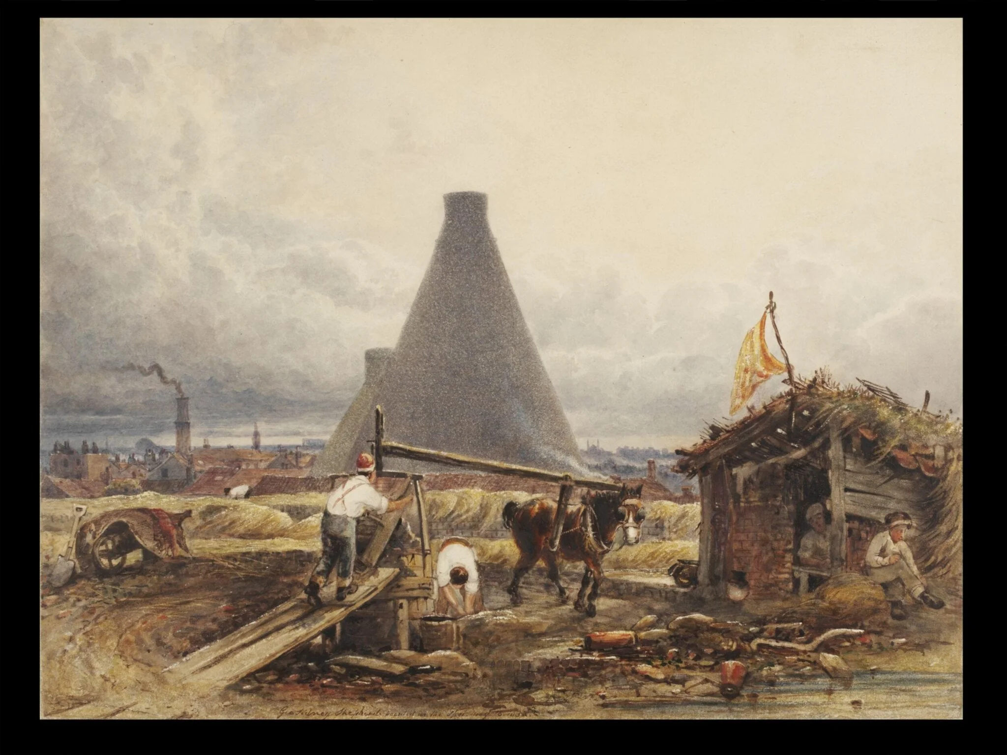 Kings Cross London, 1832, from 1852 the site of the terminus of the Great Northern Railway, by George Sidney Shepherd, watercolor, 1832