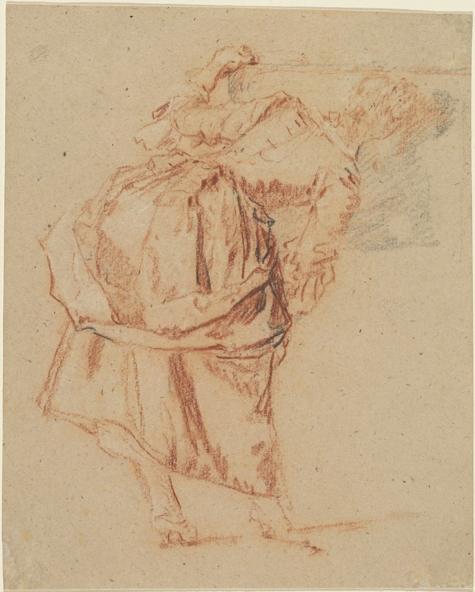 A Young Woman Looking in a Mirror, by Nicolas Lancret, chalk, 1742