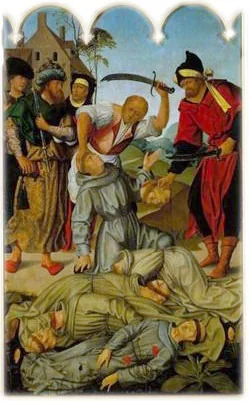 Degolação dos Cinco Mártires de Marrocos, by Francisco Henriques, oil, 1508
