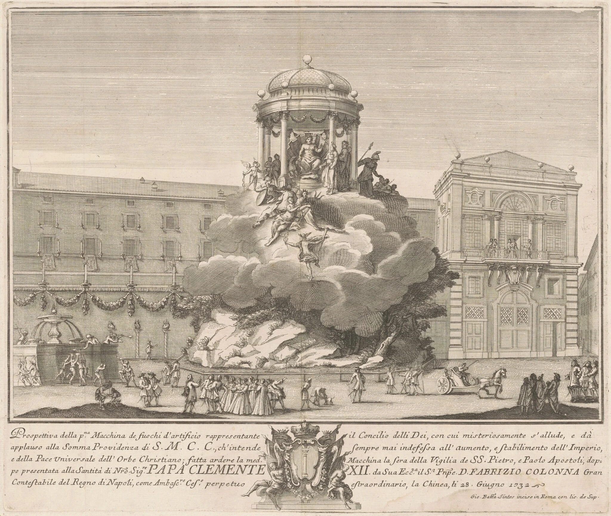 The Prima Macchina for the Chinea of 1732: The Council of the Gods, by Giovanni Battista Sintes, ink, 1732