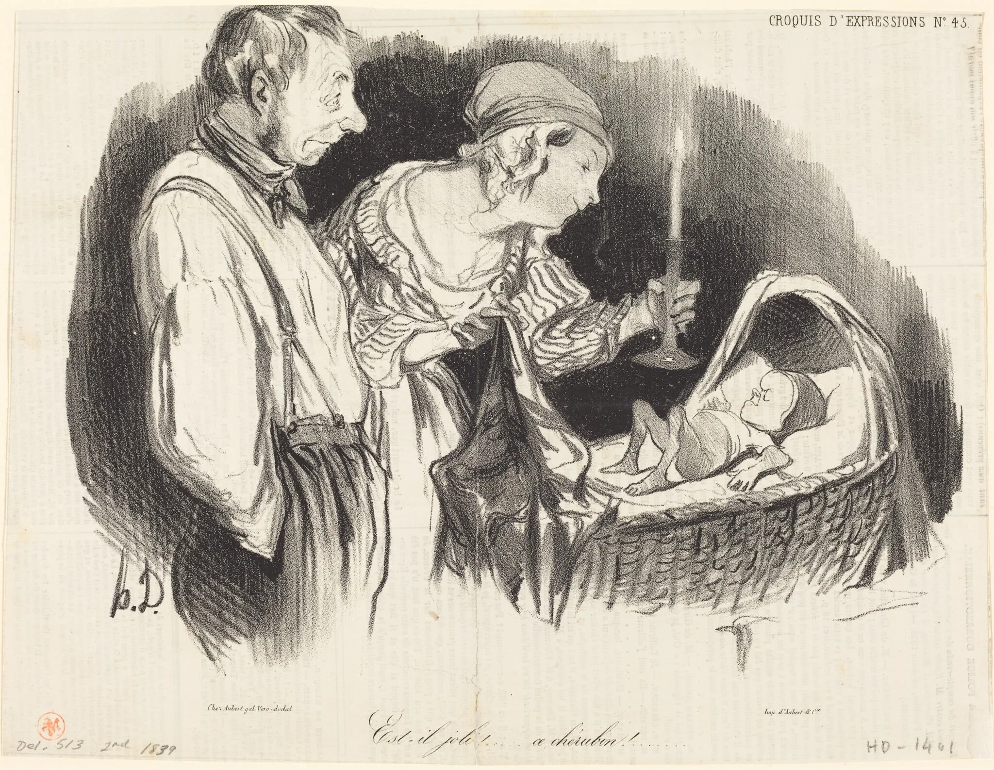 Est-il joli!... ce chérubin!..., by Honoré Daumier, ink, 1839